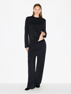 SKIMS Black Wide-Leg Pajama Pants
